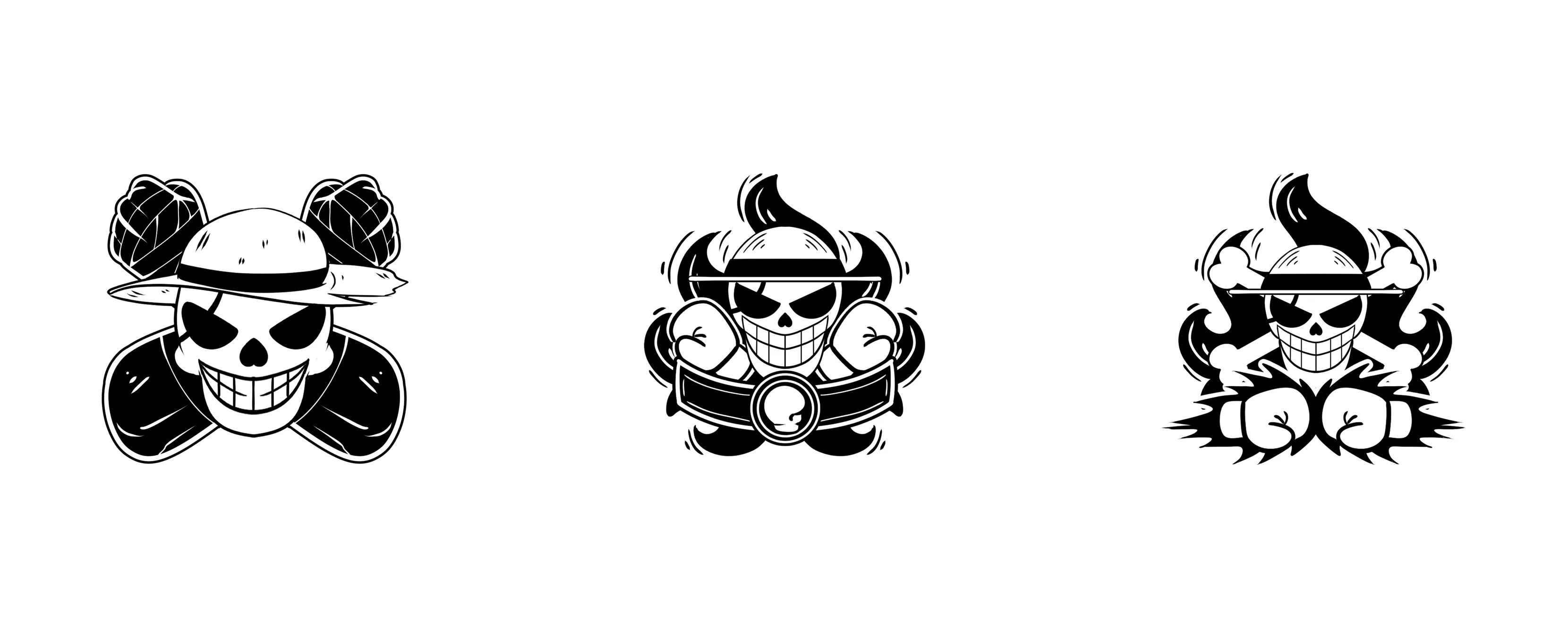 Trois concepts de logos proposés pour le branding d’un athlète de MMA avant la validation finale