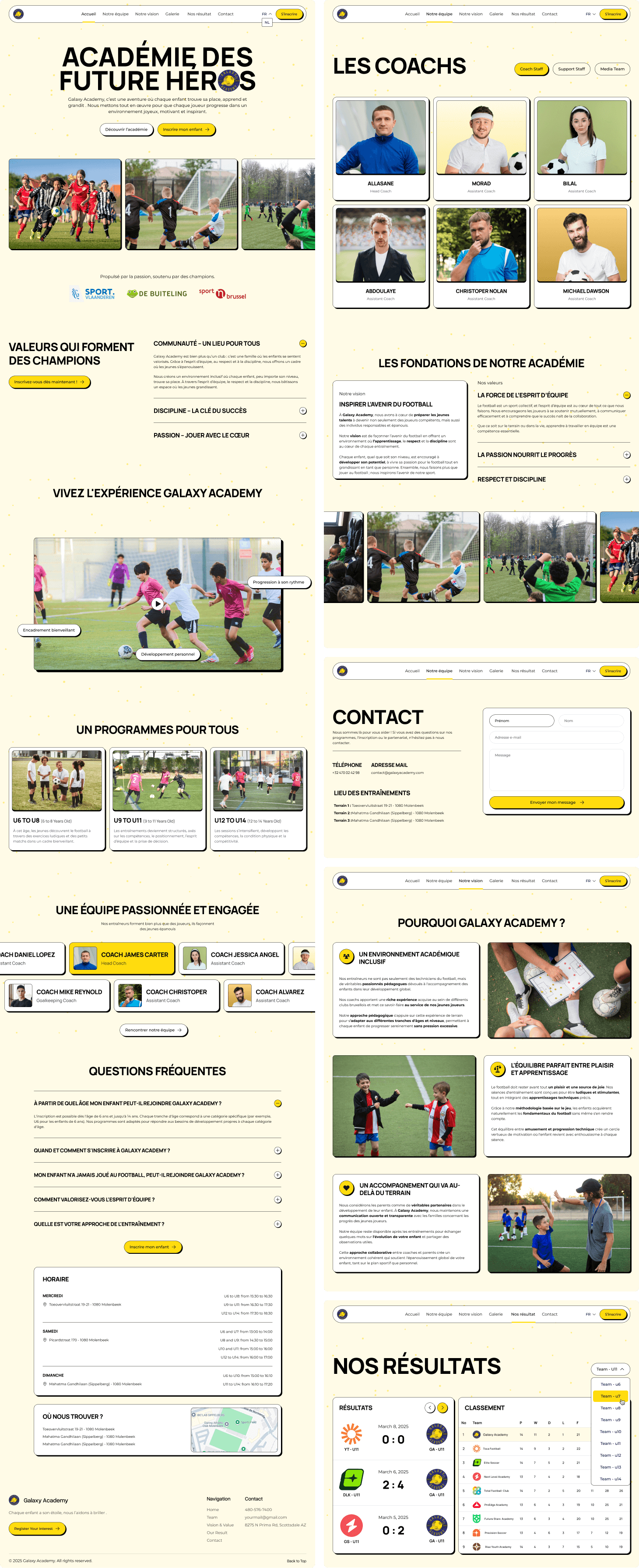 Aperçu des autres pages du site de Galaxy Academy